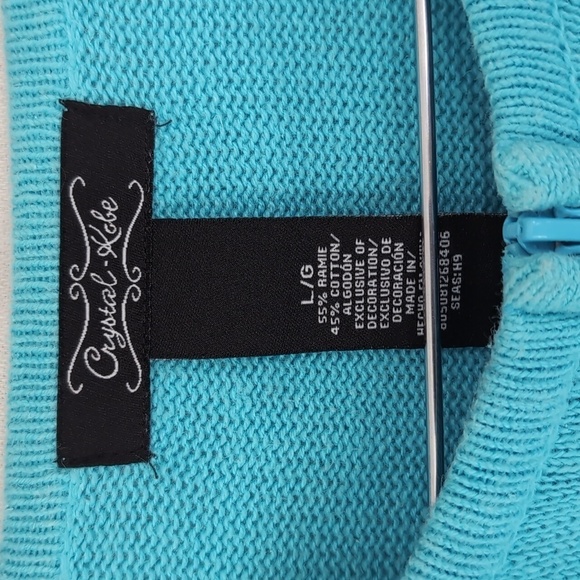 Vintage Crystal Kobe Blue Snowman Full Zip Sweater Size Large - Picture 2 of 5